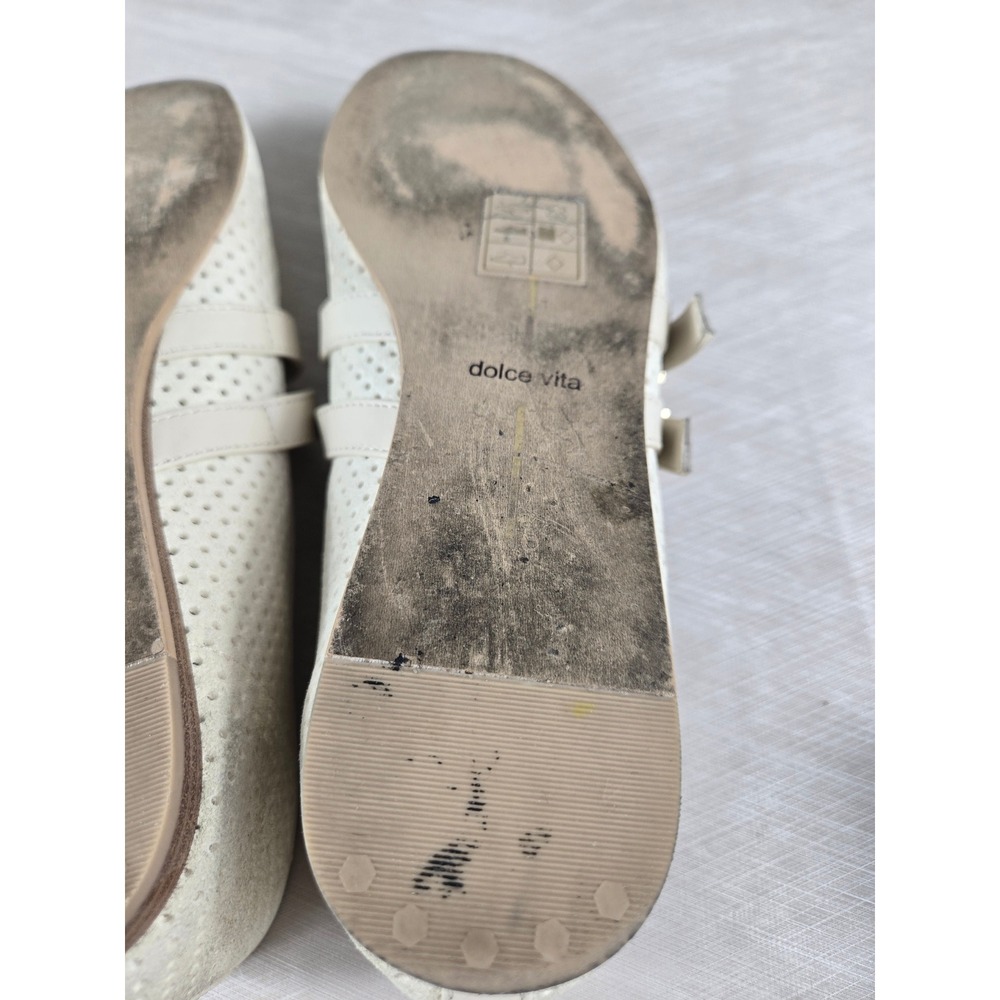 Dolce Vita Womens Cream Perforated Suede Double Buckle Mary Jane Flats Size 6 - Picture 7 of 10